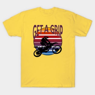 Get A Grip Dirt Bike Retro Sunset Art T-Shirt